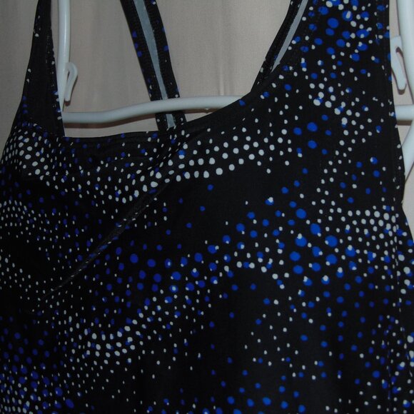 Speedo Black Blue White Polkadots Swimsuit 16 - Picture 2 of 7